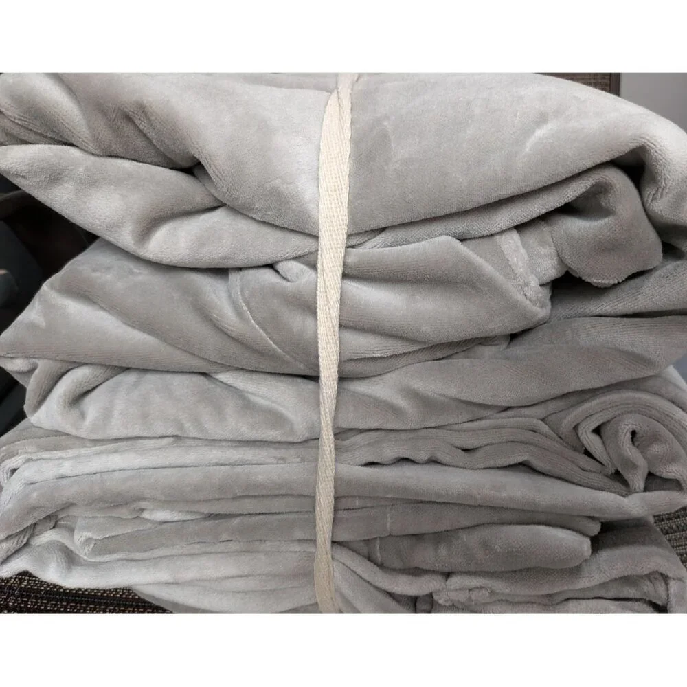 Quince Cotton Velvet Room Darkening Curtain Color Light Grey Size 48x96 -NEW-